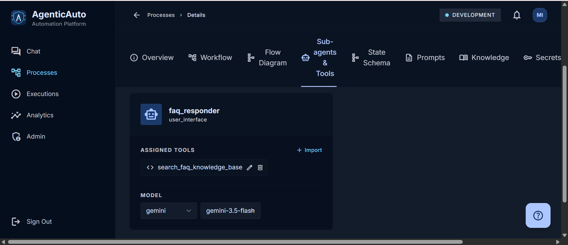 A sub-agent with its assigned tools and model